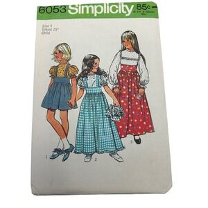 Simplicity Vintage 1970's Pattern #6053 Girls Dress 2 Lengths Size‎ 4